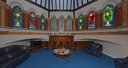 wating-room-panacea-with-feature-stained-glass-wood-carving-mosaics